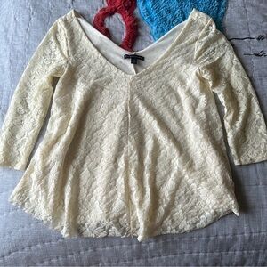American Eagle Cream Lace Women's Top